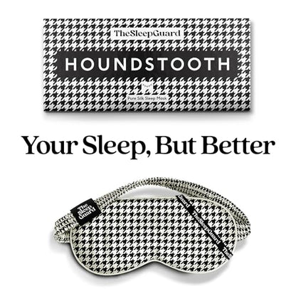 Pure Silk Sleep Mask [100% 6A Mulberry Silk, 22 Momme] Light Blocking Travel Essentials. Eye Masks for Sleeping. Black Oeko-Tex Blindfold. Eye Covers for Men & Women - color: Houndstooth