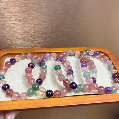 Beaded Bracelets for Women,Stretch Healing Crystal Bracelet Natural Stone Gemstone Jewelry Gifts - color: Style O-Multicolor A