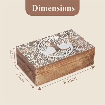 Ajuny Tree of Life Pattern Decorative Box Keepsake Trinket Holder Treasure Chest Jewelry Organizer for Necklaces Watch Storage Boxes Great for Gift- 8X5 Inch - style: Artisanal