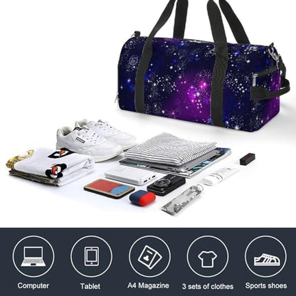 Space Galaxy Constellation Zodiac Star Purple Blue Large Capacity Portable Fitness Bag, Easy to Carry - color: Space Galaxy constellation zodiac star purple