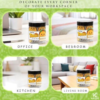 Positive Taco Jar 60 Positive Affirmation Cards Funny Birthday Gifts for Women Men Fathers Day Teacher Appreciation Graduation Gifts Son Dad Mom Daughter Sister Friend Coworkers Student Back to School - color: Positive Taco