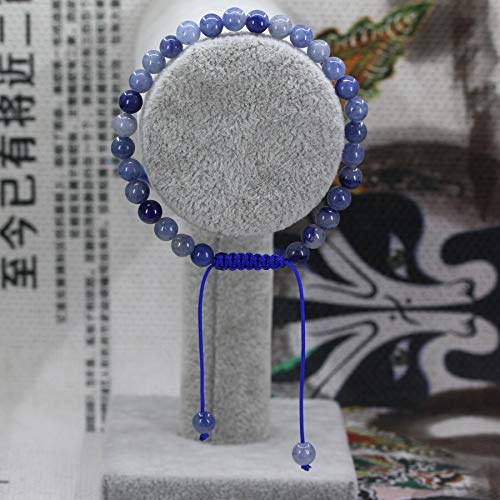 Keleny Natural Gemtone 6mm Round Beads Crystal Adjustable Braided Macrame Tassels Bracelets Unisex - color: Blue Aventurine