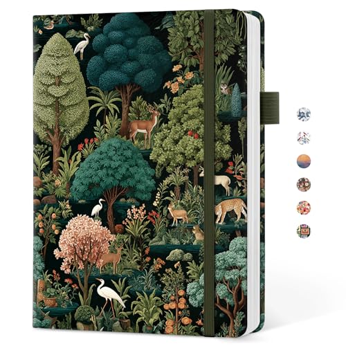 Taja Pretty Lined Journal for Women, Aesthetic Cute Hardcover Leather Journal for Writing, A5 College Ruled Notebook for Work & Note Taking, Perfect for Office School Home, 160 Pages, Enchanted Grove - color: P-Enchanted Grove, style: A-Lined