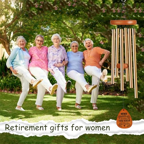 Retirement Gift for Women, 35" Wind Chimes, Happy Retired Gifts for Women Men Coworker Nurse Teacher