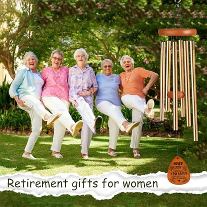 Retirement Gift for Women, 35" Wind Chimes, Happy Retired Gifts for Women Men Coworker Nurse Teacher