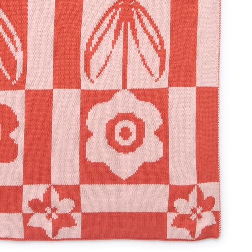 Vera Bradley Women's Cotton Double Knit Throw Blanket - color: Daffodils Red Clay