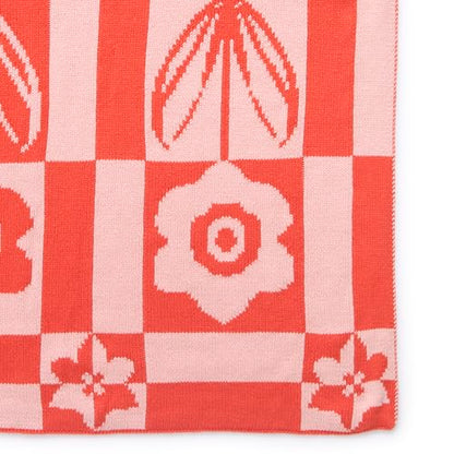 Vera Bradley Women's Cotton Double Knit Throw Blanket - color: Daffodils Red Clay