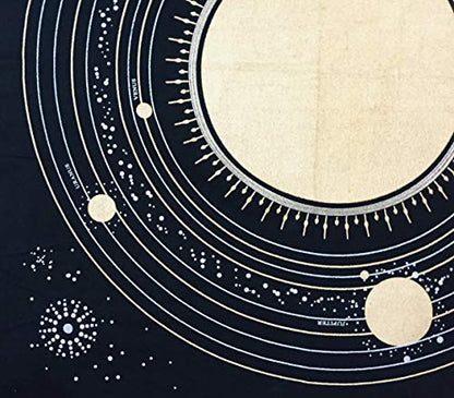 Indian Consigners Altar Cloth Solar System Sun, Star & Moon Universe Premium Witchcraft Alter Tarot Spread Top Cloth Wicca Square Spiritual 18 by 18 Sacred(Solar System) - size: 18" x 18" (Square)