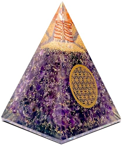 Orgone Pyramid of Success, Amethyst Orgonite Pyramid, Reiki Energy Generator for Healing, Meditation, and Positive Energy - color: Amethyst