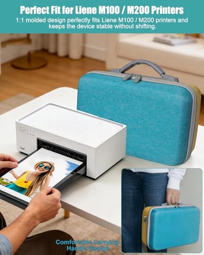 Hard Case for Liene M100 M200 4x6'' Photo Printer, Wi-Fi Picture Phone Printer Portable Travel Protective Storage Bag (Case Only) - color: M100 M200 4x6 Blue-Yellow