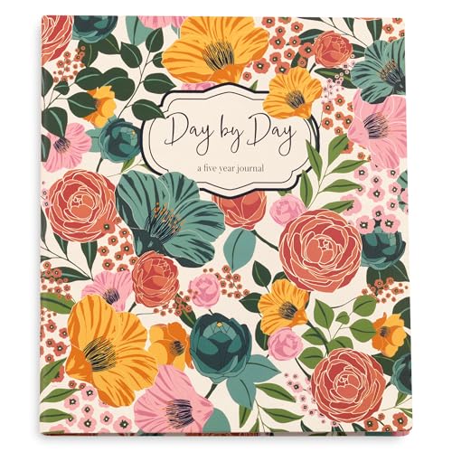 Steel Mill & Co 5 Year Journal for Daily Reflection and Mindfulness, One Line A Day Journal Memory Book, 8.5 x 7.5" Large Daily Journal, Gratitude Journal for Mother's Day, Garden Blooms Cream
