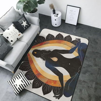 Yoga Meditation Print Flannel Rug 80x58 inch, Soft Non Shedding Memory Foam Floor Mat Warm Noise-Reducing Area Carpet for Bedroom Dining Room Office