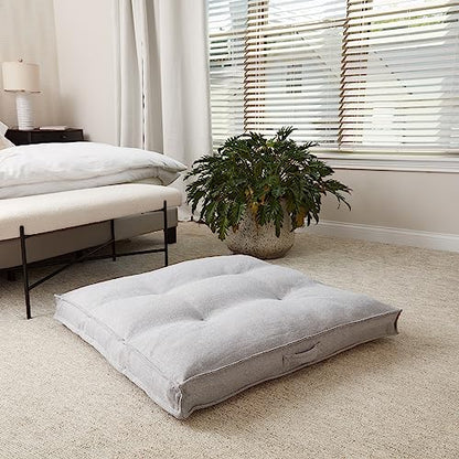Square Tufted Floor Pillow with Removable Cover, Cement, Large (40") - color: Cement, size: Large (40")