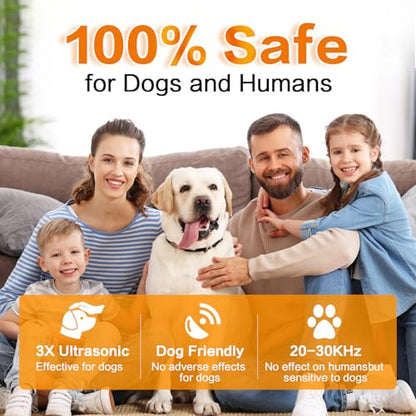 Anti Barking Device for Dogs – Ultrasonic Rechargeable Bark Deterrent with 4 Safe Modes, 50ft Range, Portable and Effective for All Dogs