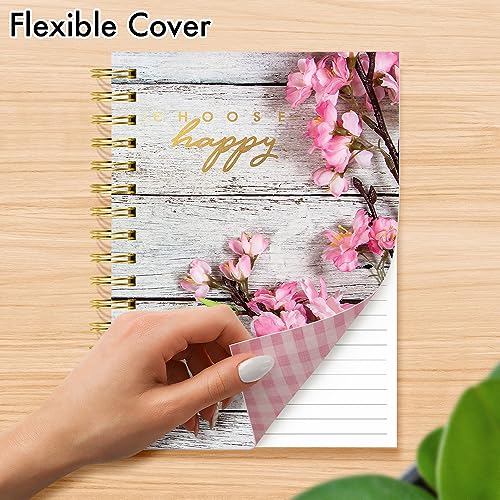 Designer Greetings, Designer Papers Flex Cover Journal with Elastic Band, "Choose Happy" Rustic Blooming Flowers Design - 320 Pages (6” x 8.25”) - Perfect for Work, School, Creative Writing, Personal - style: "Choose Happy" Rustic Blooming Flowers
