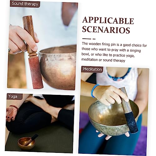 Vaguelly Nepalese Handmade Meditation Sound Bowl Stick Wooden Mallet for Singing Bowls Lightweight Compact Rod for Yoga Meditation Healing Music Instruments Sandalwood Accessory