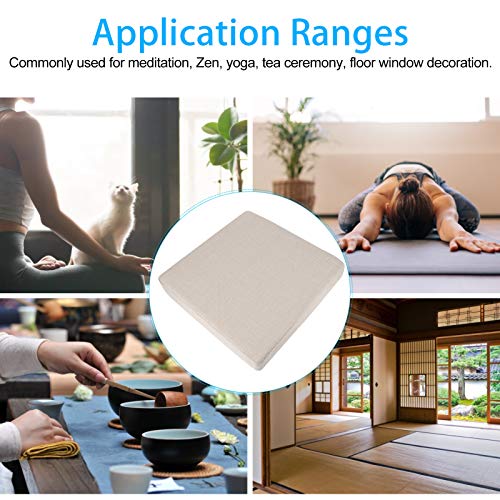 Household Square Floor Cushion for Yoga and Meditation, Removable Washable Meditation Mat Cushion - color: Square linen beige