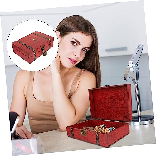 ABOOFAN 1Pc Retro Wooden Sundries Storage Box Bamboo Square Organizer for Desktop Jewelry Cosmetics and Stationery Home Office Use