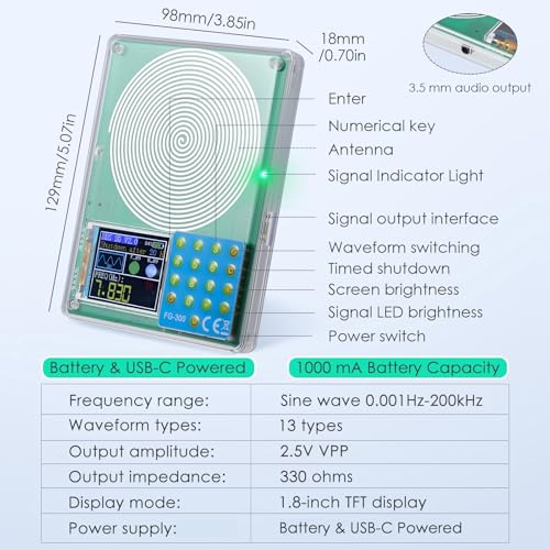 Schumann Resonance Generator 7.83Hz, Adjustable Frequency Healing Device 0.001Hz-200kHz, Pure Sine Wave Frequency Generator Sound Therapy Machine for Deep Sleep, Anxiety Relief, Yoga & Meditation