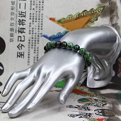 Keleny Fashion Crystal Man Women Stretch Bracelet 10mm Round Beads Rock Jasper 7 Inch Unisex - color: Green Ruby in Zoisite
