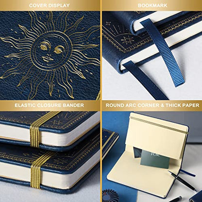 Artfan Ruled Notebook/Journal – Premium Thick Paper Faux Leather Classic Writing Notebook with Pocket + Page Dividers Gifts, Banded, Large, 144 Pages, Hard Cover, Lined (5.8''x 8.4'') - Blue - color: BLUE