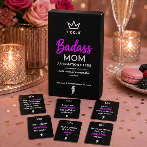 Badass Affirmation Cards for Women, Her, Moms – Birthday Gifts – Mothers Day Gifts , 120 Daily Motivational and Inspirational Cards for Strong Women, Funny & Empowering Deck New Mom, Wife, First Mom from Son, Daughter, Kids, Husband