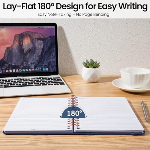 Lined Spiral Journal Notebook, A5 College Ruled Notebook for Journaling, Note-Taking, and Daily Planning, Durable Hardcover with an Elegant Design, Navy - color: G.Navy