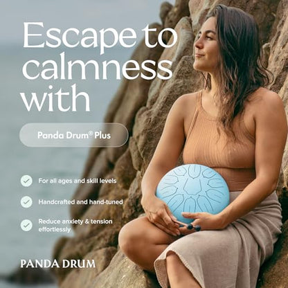 Panda Drum Plus (Blue) | Steel Tongue Handpan with Music Book, Mallets, Carrying Bag & Finger Picks | 11 inch, 432 Hz | Rain Drum for Inside & Outside | Calming Musical Instrument for Adults & Kids - color: 4-Blue