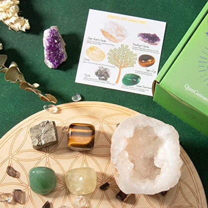 Crystals and Healing Stones Set for Anxiety, Relaxation Spiritual Crystals Gift for Meditation, Manifestation, Zen, Reiki, Fengshui (Abundance) - color: Abundance