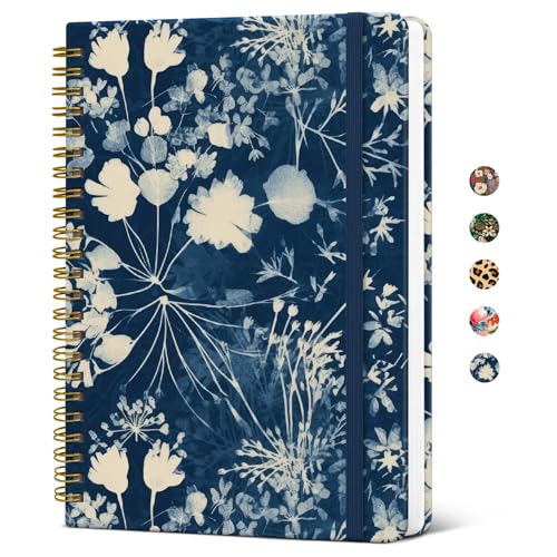 Taja Lined Spiral Journal Notebook for Women, A5 Cute College Ruled Hardcover Notebook for Work & Note Taking, Pretty Journal for Writing, 140 Pages, Rustic Bloom - color: i-Rustic Bloom