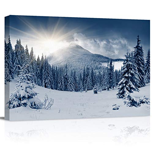 Canvas Wall Art - Winter Mountain Snow Covered Trees Pictures - Modern Wall Decor Gallery Canvas Wraps Giclee Print Stretched and Framed Ready to Hang - 16" x 24" - color: Artwork-34, size: 24"L x 16"W