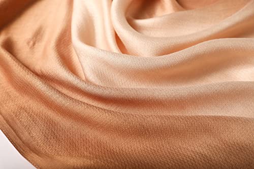WINCESS.YU Women Gradient Scarf Long Shawls and Wraps Fashion Plain Pashmina Formal Scarf - color: Camel Gradient