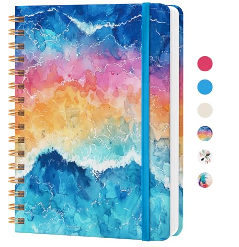 Lined Spiral Journal Notebook, A5 College Ruled Notebook for Journaling, Note-Taking, and Daily Planning, Durable Hardcover with an Elegant Design, Marble - color: L-Marble