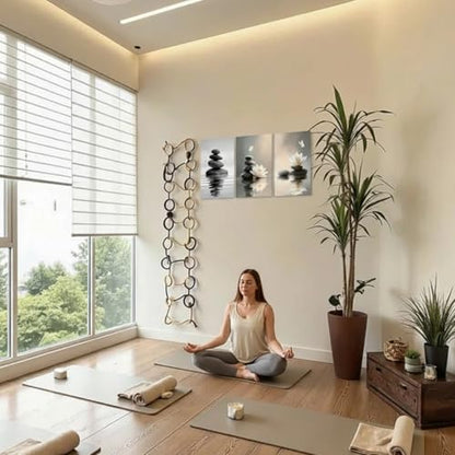 Lotus Wall Art Zen Stones in The Water Bathroom Calming Meditation Butterfly Framed Breathe Spiritual Canvas for Bathroom Living Room Yoga, Set of 3, 12x16 Inch - Ready to Hang - color: Lotus and Stones, size: 12" x 16"x3