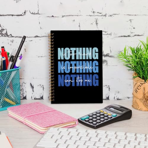 Nothing Can Stop Me Inspirational Spiral Notebook, Blue and Black Journaling Notebooks, Affirmation Spiral Journal for Girls Women Men, Motivational Office School Supplies Gifts, 5.5x8.3 In - color: nothing