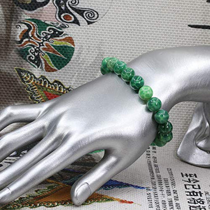 Keleny Fashion Crystal Man Women Stretch Bracelet 10mm Round Beads Rock Jasper 7 Inch Unisex - color: Green Chalcedony