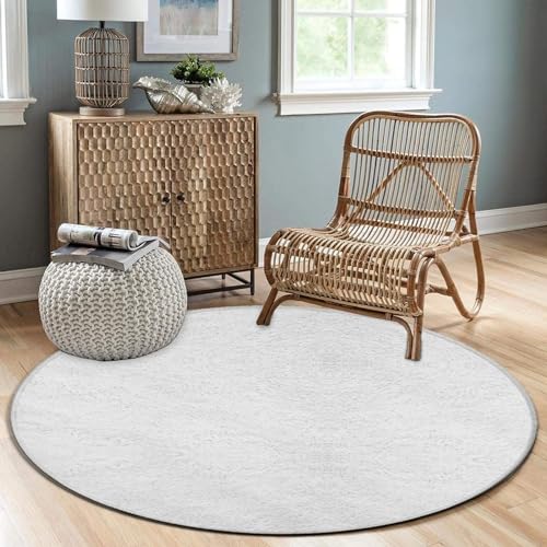 Modern Round Area Rug, Non-Slip Machine Washable Kitchen Office Circle Rug, Room Sofa Yoga Soft Round Carpet Compatible with White 60inch(150cm) - color: Color72, size: 60inch(150cm)