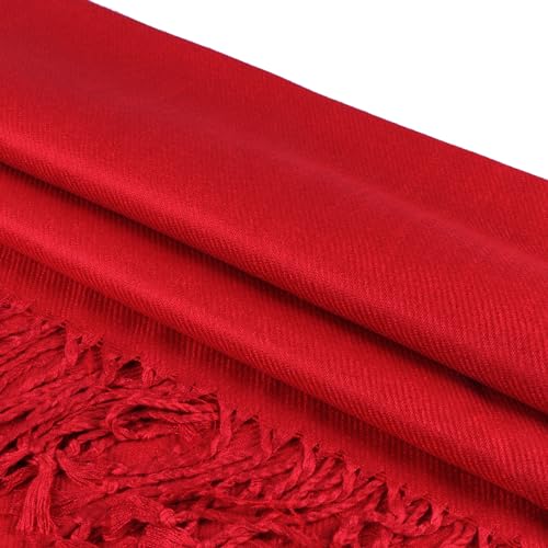 TZ Promise Women Pashmina Shawls and Wraps for Evening Dresses,Soft Large Long Scarf for Wedding,Bride Bridesmaid Gifts - color: Red