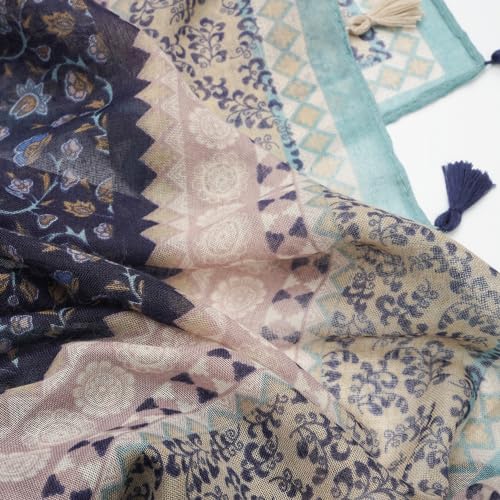 YOUR SMILE Large Boho Scarf for Women Lightweight Floral Printed Scarves Fall Winter Fashion Fringed Shawl wraps - color: 37