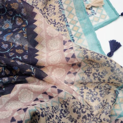 YOUR SMILE Large Boho Scarf for Women Lightweight Floral Printed Scarves Fall Winter Fashion Fringed Shawl wraps - color: 37