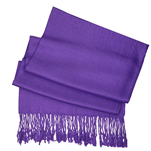 Falari Women's Soft Solid Color Pashmina Shawl Wrap Scarf, for Wedding, Bridesmaid Gifts, Evening Dress - color: Eggplant Purple