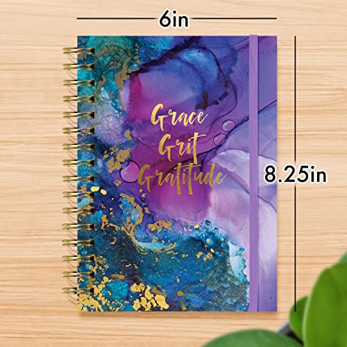 Designer Greetings, Designer Papers Flex Cover Journal with Elastic Band, “Grace, Grit, Gratitude” Purple and Blue Marble - 320 Pages (6” x 8.25”) - Perfect for Work, School, Creative Writing, - style: “Grace, Grit, Gratitude” Marble