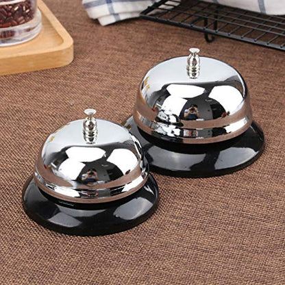 HeeYaa Call Bell 2 Packs 3.3 Inch Diameter with Metal Anti-Rust Construction, Desk Bell for Hotels, Schools, Restaurants, Reception Areas, Hospitals, Warehouses(Silver)