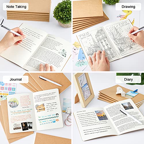 feela 15 Pack Blank Kraft Notebooks, Unlined Sketchbook Note Pad Travel Journal for Drawing Doodling Writing, Journal Bulk For Women Kids Students Office School Supplies, A5, 60 Pages, 8.3” X 5.5” - style: Blank-15 Pack