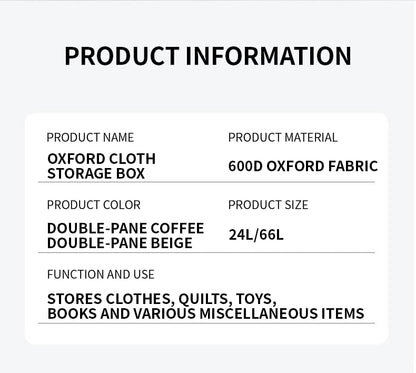 Storage Bin with Lids, 600D Oxford Fabric, Foldable, 4 Thick Solid Steel Frames, 2 Zippers & Windows, Container Organizer for Clothes,Quilt, Blanket,Pillow.Dorm, Kid Center,Big Space(66L)