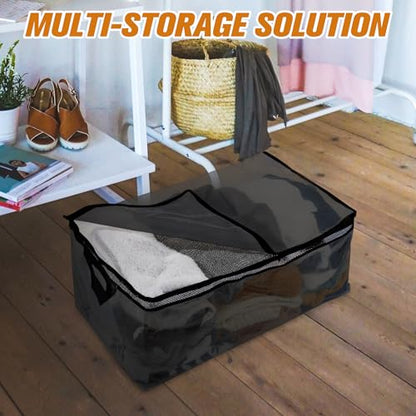 HIBAG 20 Gallon Large Storage Bag for Clothes, Zipper Clothing Storage Bag Organizer with Handles, for Comforters Blankets Pillows Bedding (Black, 2 Pack) - size: 20 gal Black - 2 pack