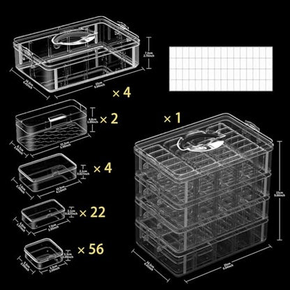 Bead Organizer Box, 84 Pcs Small Plastic Containers with Lids, 4-Tier Stackable Storage Box, Clear Organizers for Jewelry Toys Craft Storage - style: 4 Tier coffret