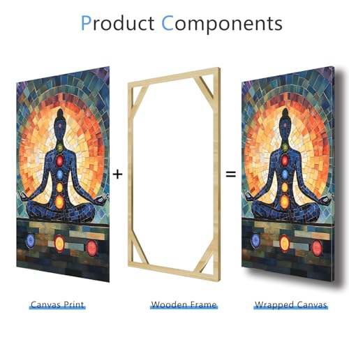 Rubelike Yoga Zen Wall Art - Chakra Spiritual Canvas Wall Decor, Meditation Decor, Buddhism Spa Room Poster, Chakra Picture for Living Room Bedroom (16" x 24" x 3 pcs)
