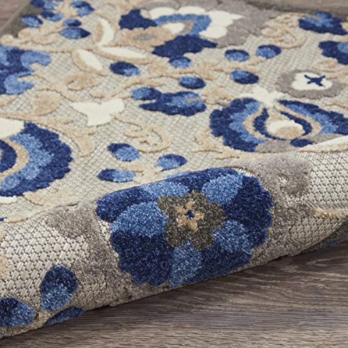 Nourison Home Aloha Natural Blue 2'3" x 12' Area Rug - Easy Clean, Non Shedding, Bed Room, Living Room, Dining Room, Kitchen (12' Runner) - color: Natural Blue, size: 2'3" x 12' (Runner)