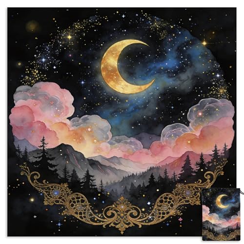 Tarot Altar Cloth Dreamlike Starry Print Sky Card Table Tablecloth Mountains and Forests Tablecloth with Tarot Bag for Reading Rituals Crystals Spiritual Divination Witchcraft Supplies - color: Dreamlike Starry